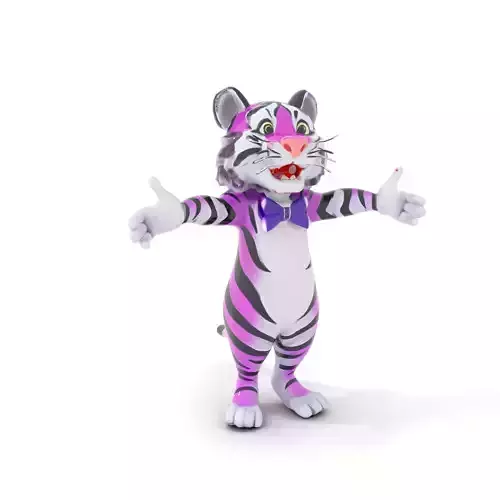 Purple Striped Tiger Character Rigged and Animated