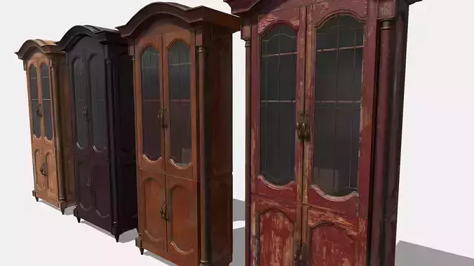 Large Wood Glass Cabinet