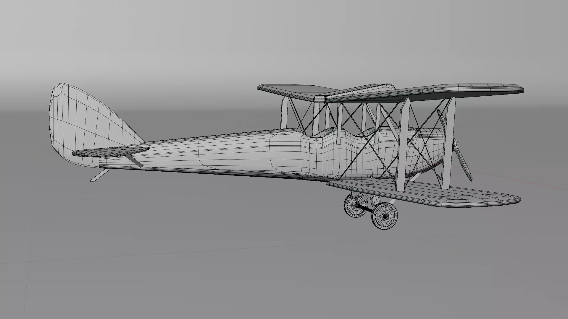Vintage Biplane Airplane Realistic 3D Model Game Ready Clean Low-poly 3D model_8