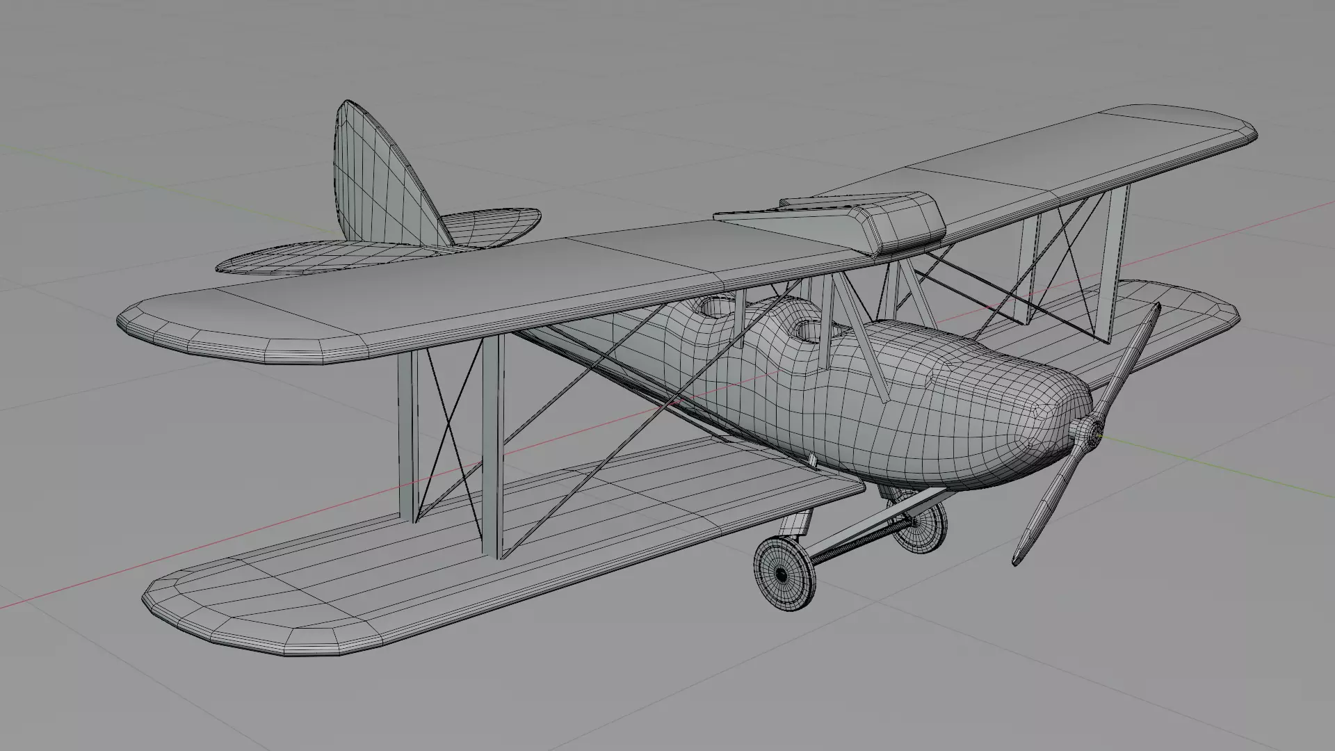 Vintage Biplane Airplane Realistic 3D Model Game Ready Clean Low-poly 3D model_6