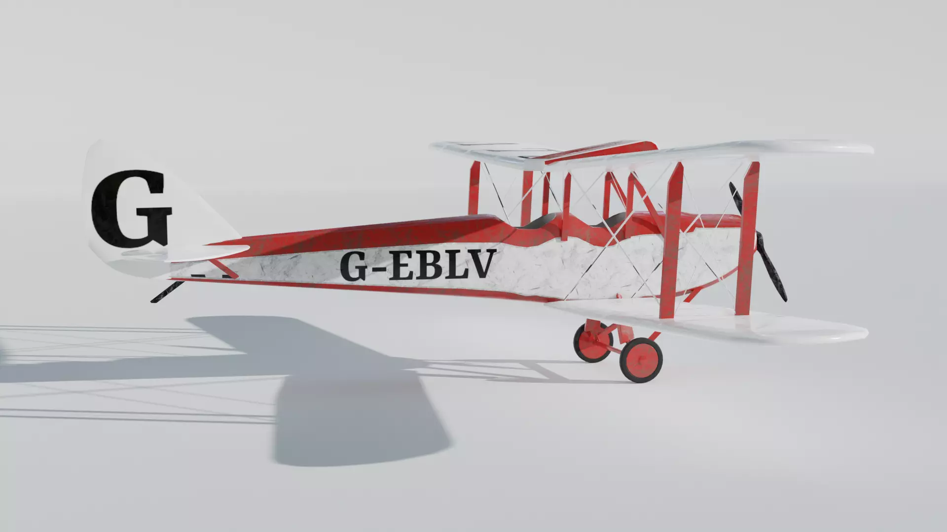 Vintage Biplane Airplane Realistic 3D Model Game Ready Clean Low-poly 3D model_2