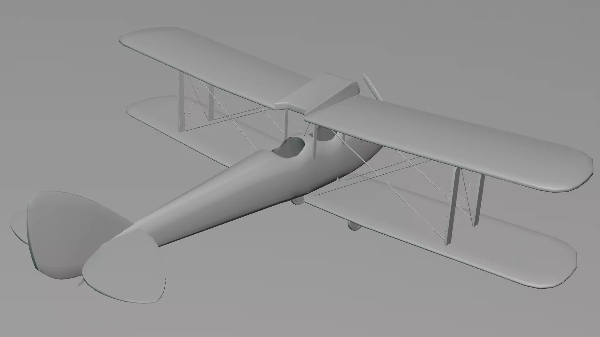 Vintage Biplane Airplane Realistic 3D Model Game Ready Clean Low-poly 3D model_4