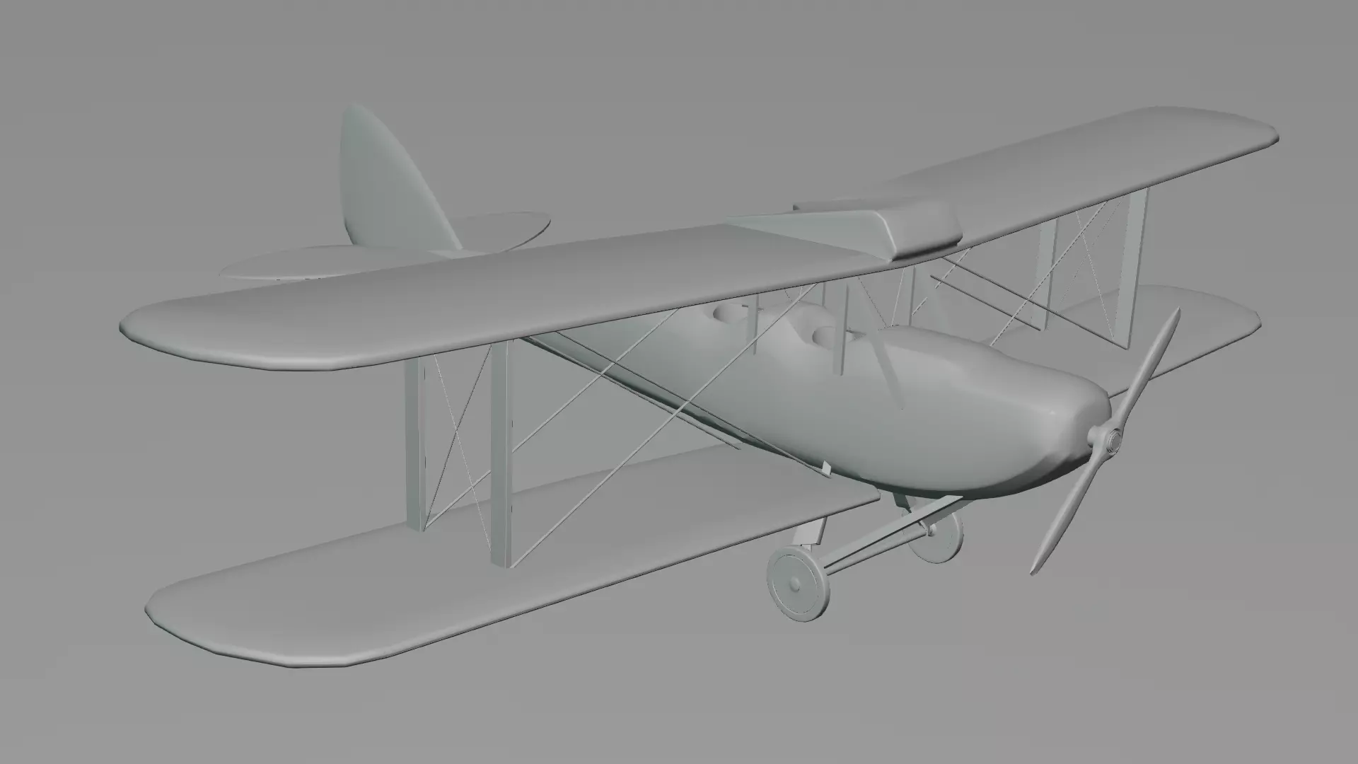 Vintage Biplane Airplane Realistic 3D Model Game Ready Clean Low-poly 3D model_3