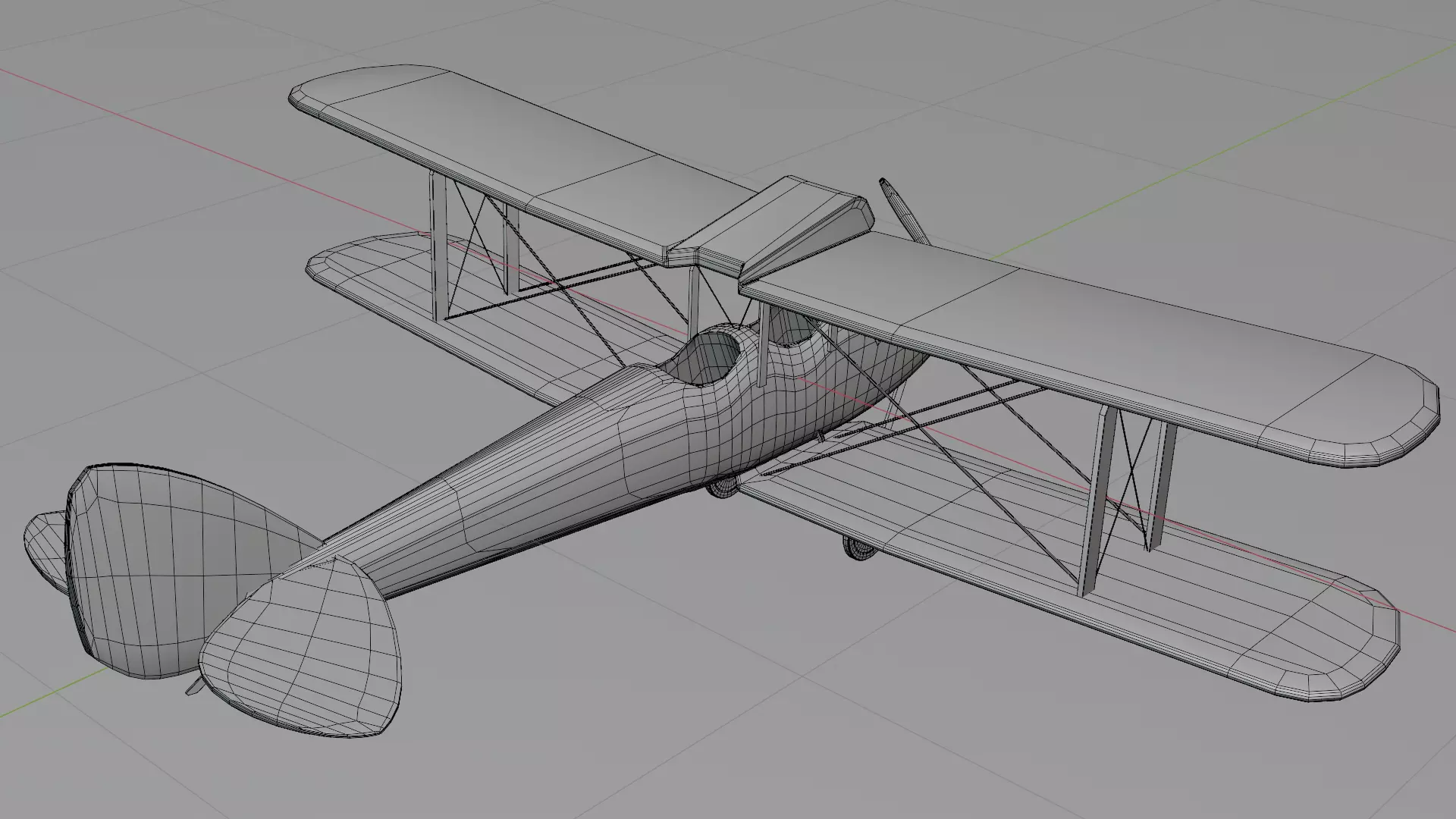 Vintage Biplane Airplane Realistic 3D Model Game Ready Clean Low-poly 3D model_7