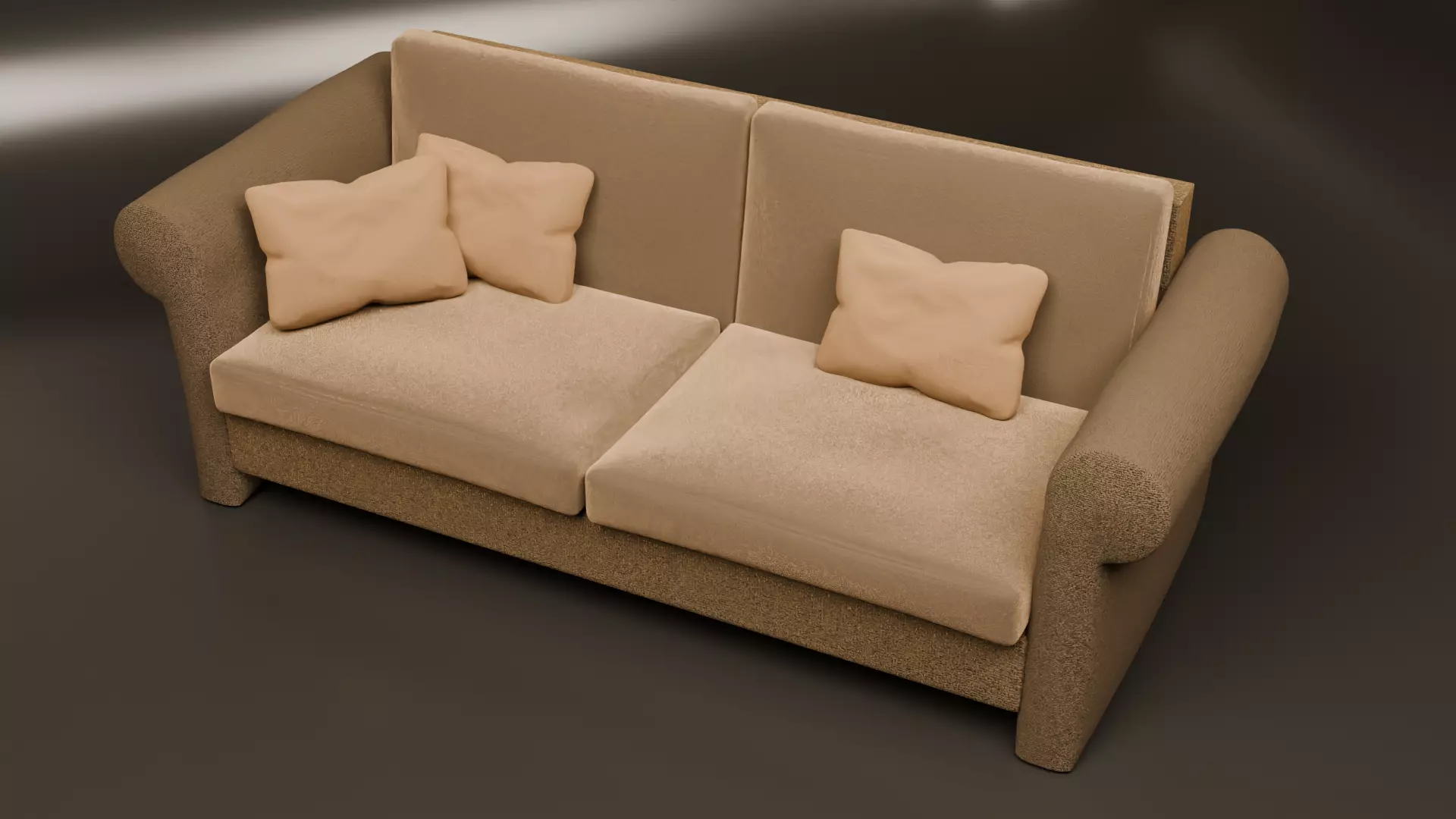 Modern Two-Seater Sofa with Cushions High-Quality 3D Model 3D model_2