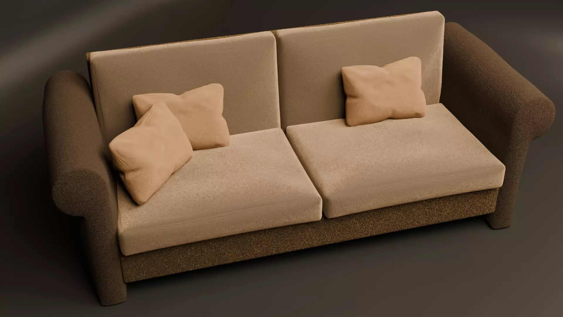 Modern Two-Seater Sofa with Cushions High-Quality 3D Model 3D model_1