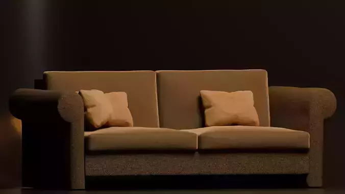 Modern Two-Seater Sofa with Cushions  High-Quality 3D Model