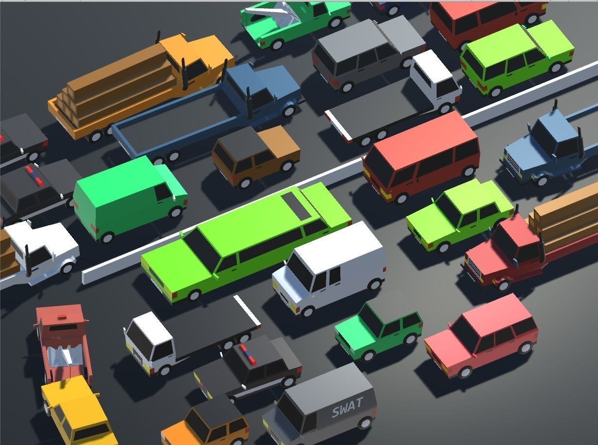 Low Poly Toon type Cars Pack with 10 plus vehicles Low-poly 3D model_0