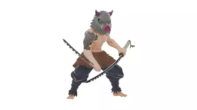  Inosuke Hashibira Dual Swords Pose