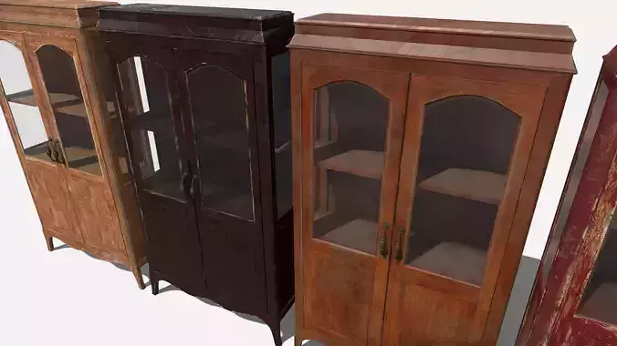wooden glass book cabinet 