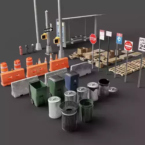 Urban Assets Pack Low-poly 3D model