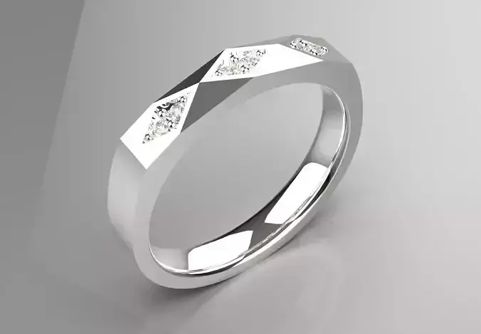 Man White Gold Geometric stl Ring Model mr0243