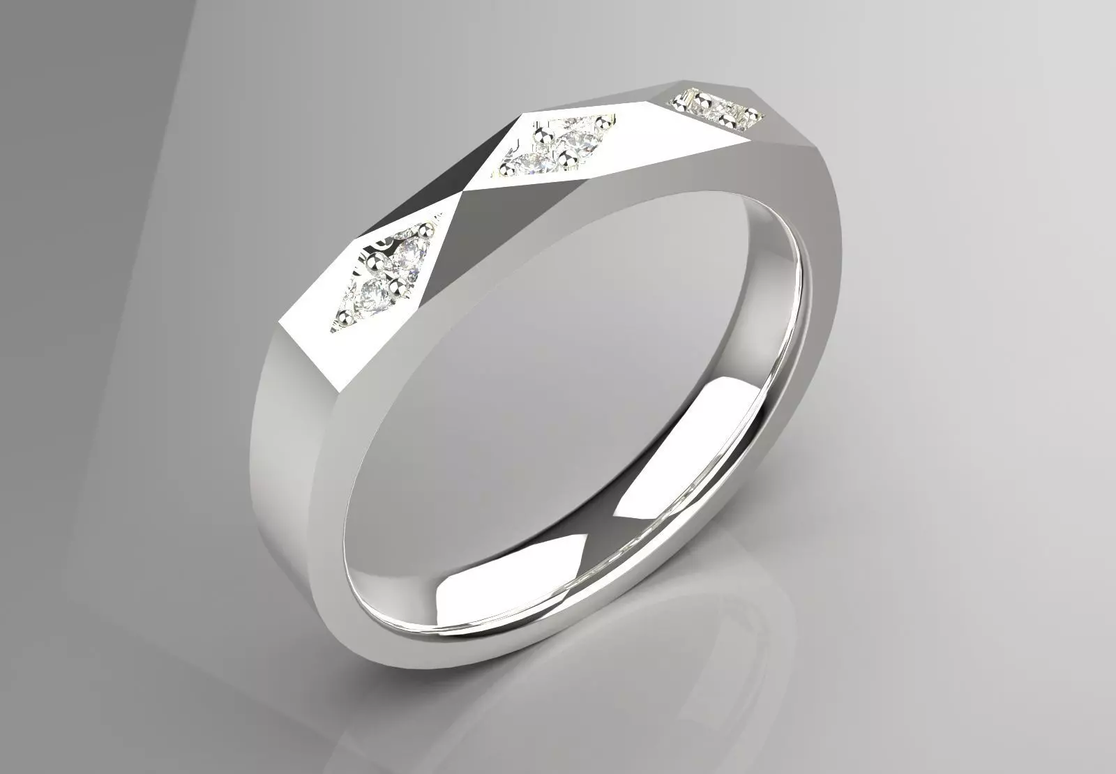 Man White Gold Geometric stl Ring Model mr0243 3D print model