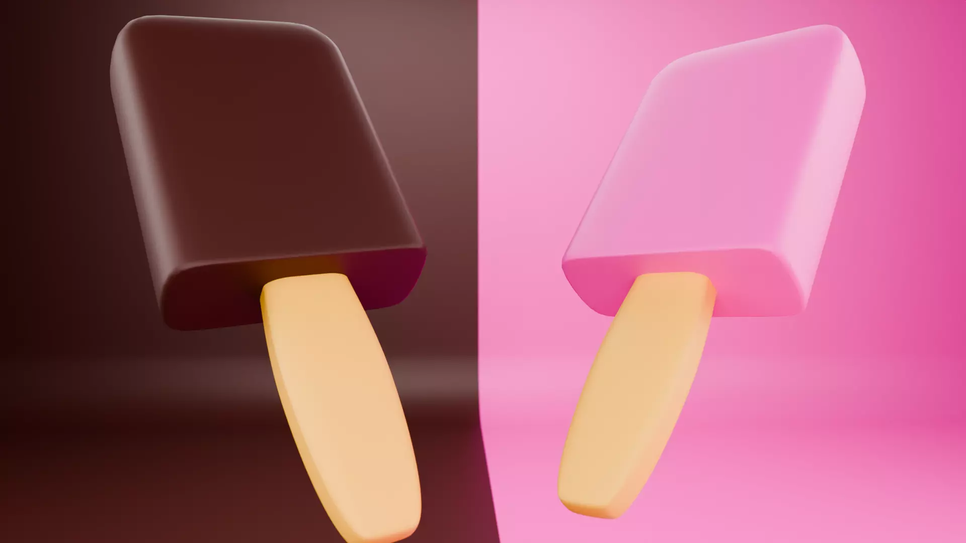 Chocolate and Strawberry Ice Cream Free low-poly 3D model_1