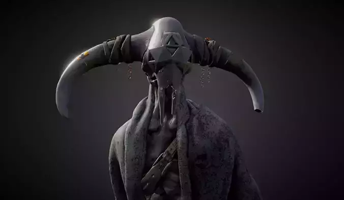 Post Apocalyptic Horned Warlord Low-poly 3D model