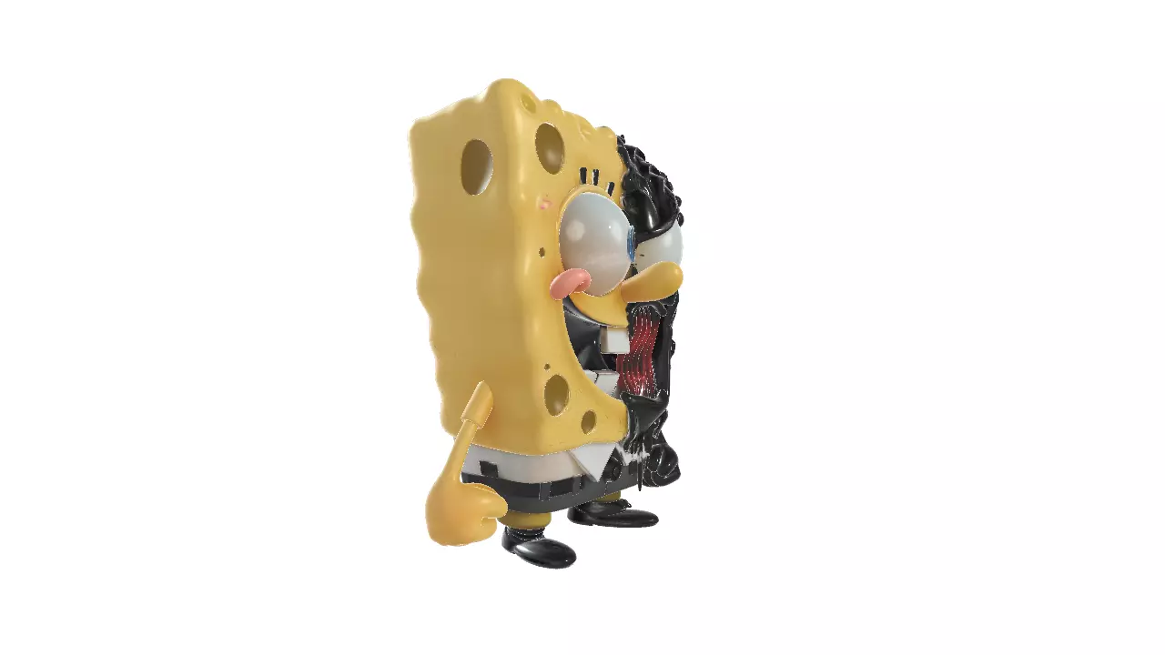 SpongeBob x Venom Hybrid Figure Fun Dark Mashup 3D print model_3