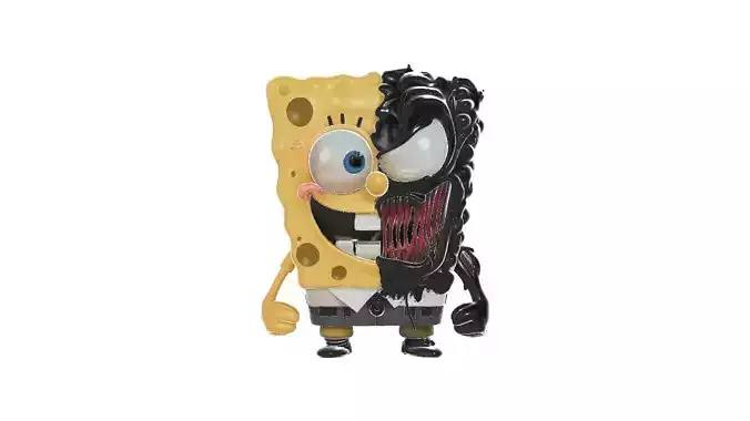 SpongeBob x Venom Hybrid Figure Fun Dark Mashup 3D print model SpongeBob x Venom Hybrid Figure Fun Dark Mashup 3D print model