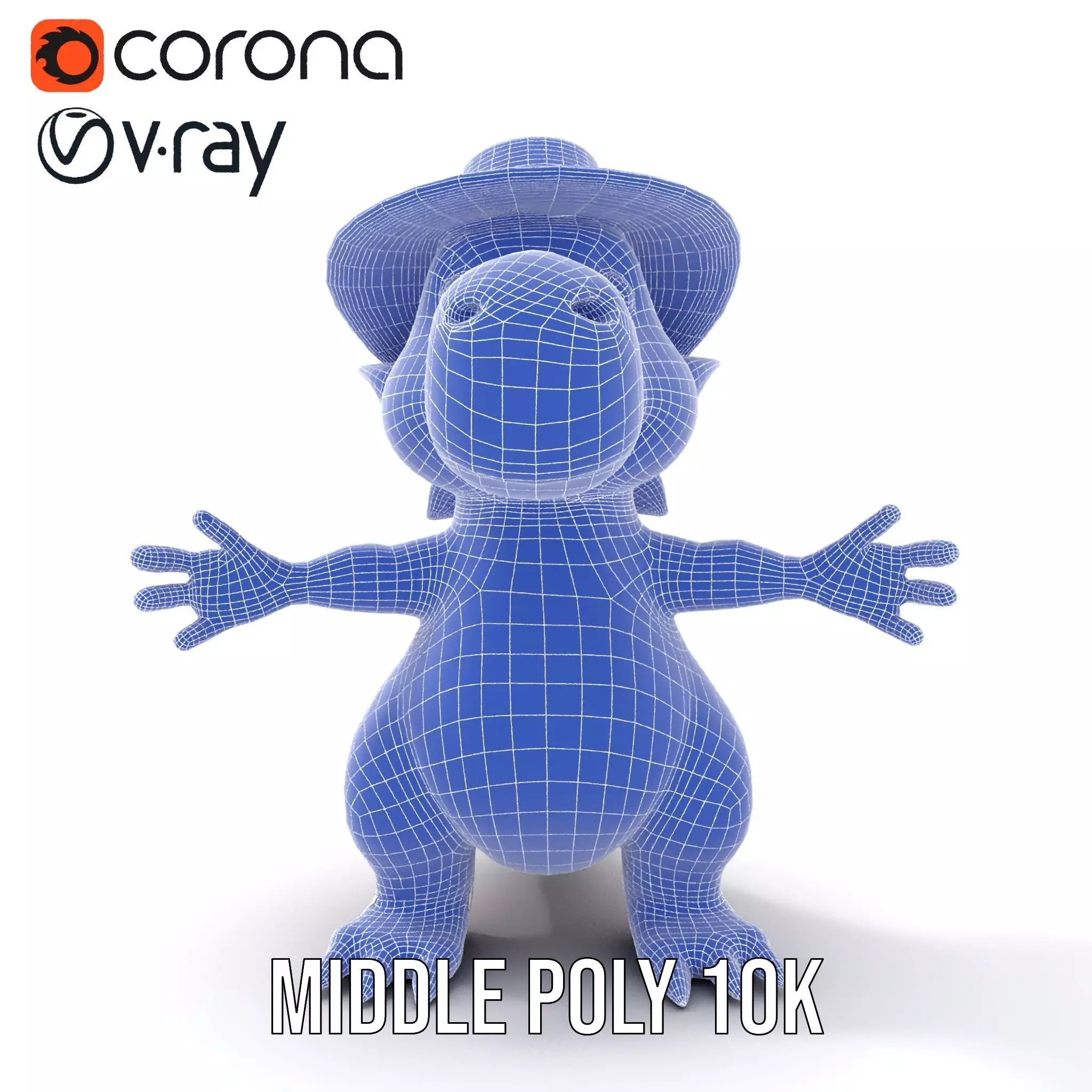 Purple Dinosaur with Straw Hat Rigged and Animated Model Low-poly 3D model_22