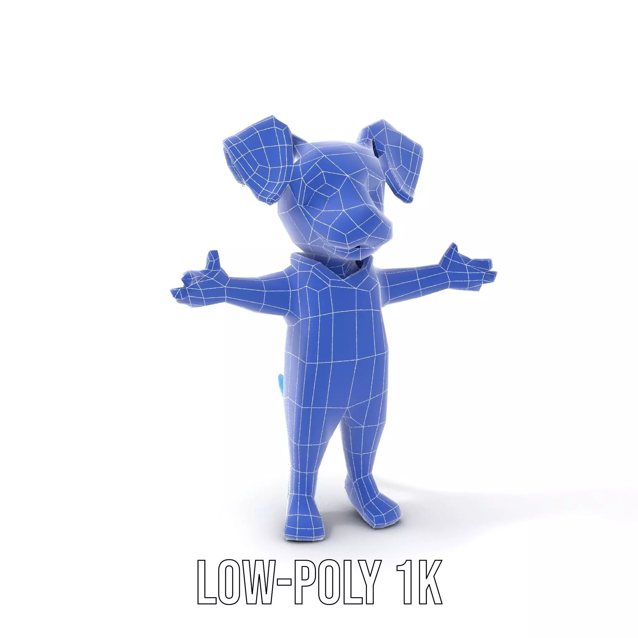 Blue Dog Character Model Rigged and Animated for Games Low-poly 3D model_20