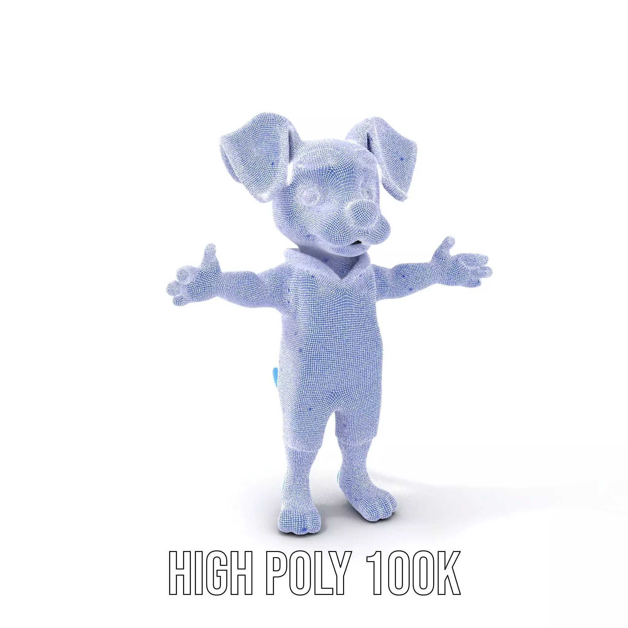 Blue Dog Character Model Rigged and Animated for Games Low-poly 3D model_5