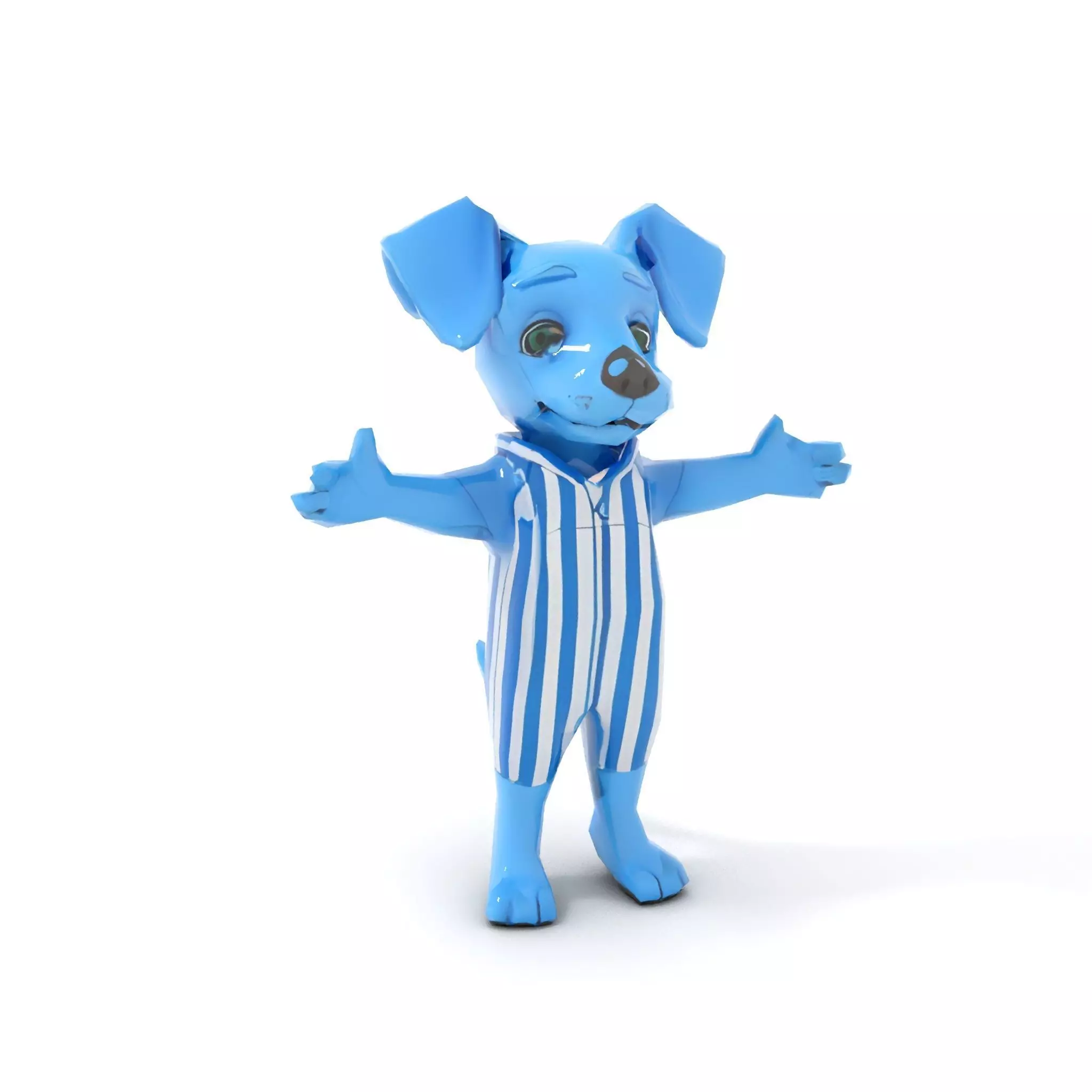 Blue Dog Character Model Rigged and Animated for Games Low-poly 3D model_15