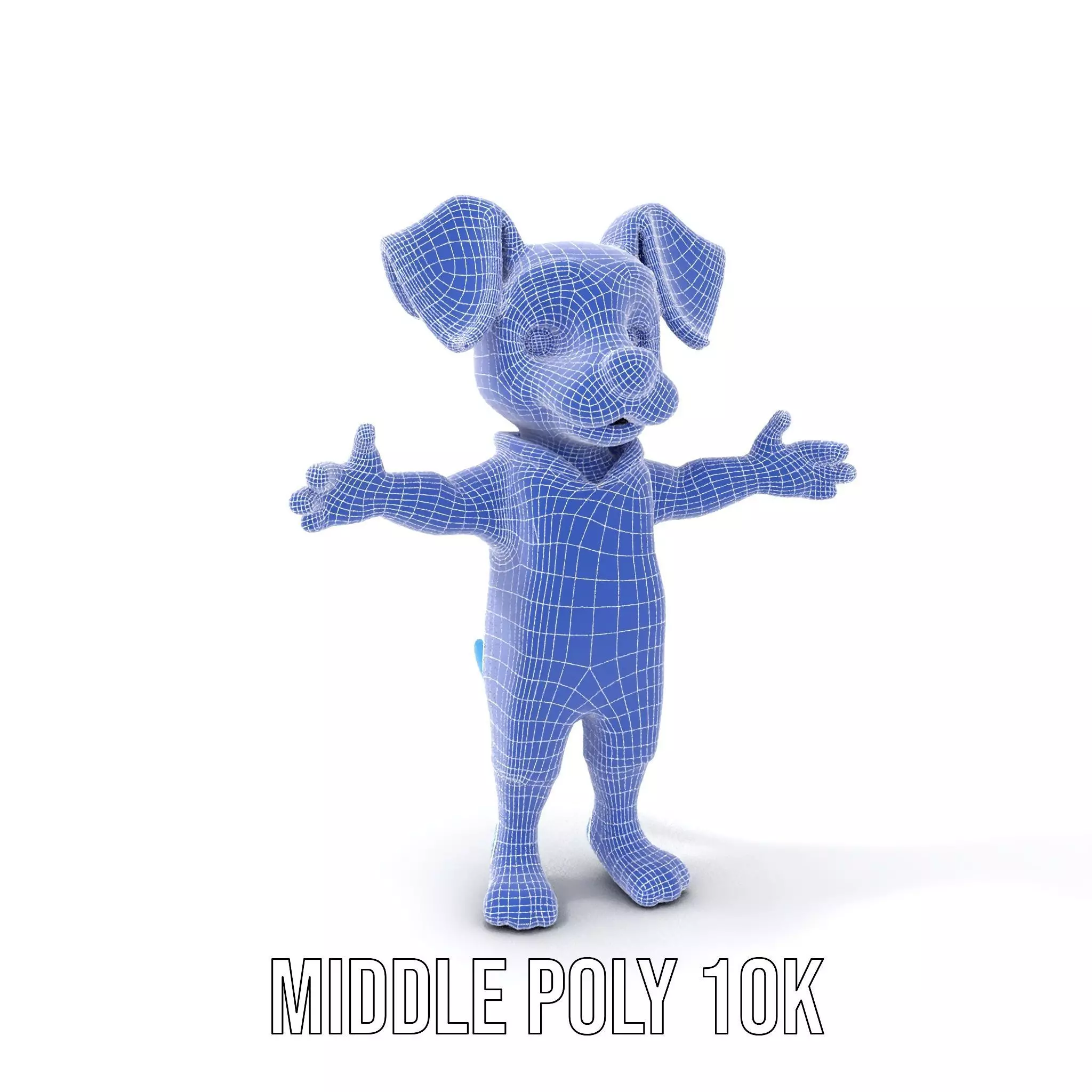 Blue Dog Character Model Rigged and Animated for Games Low-poly 3D model_25