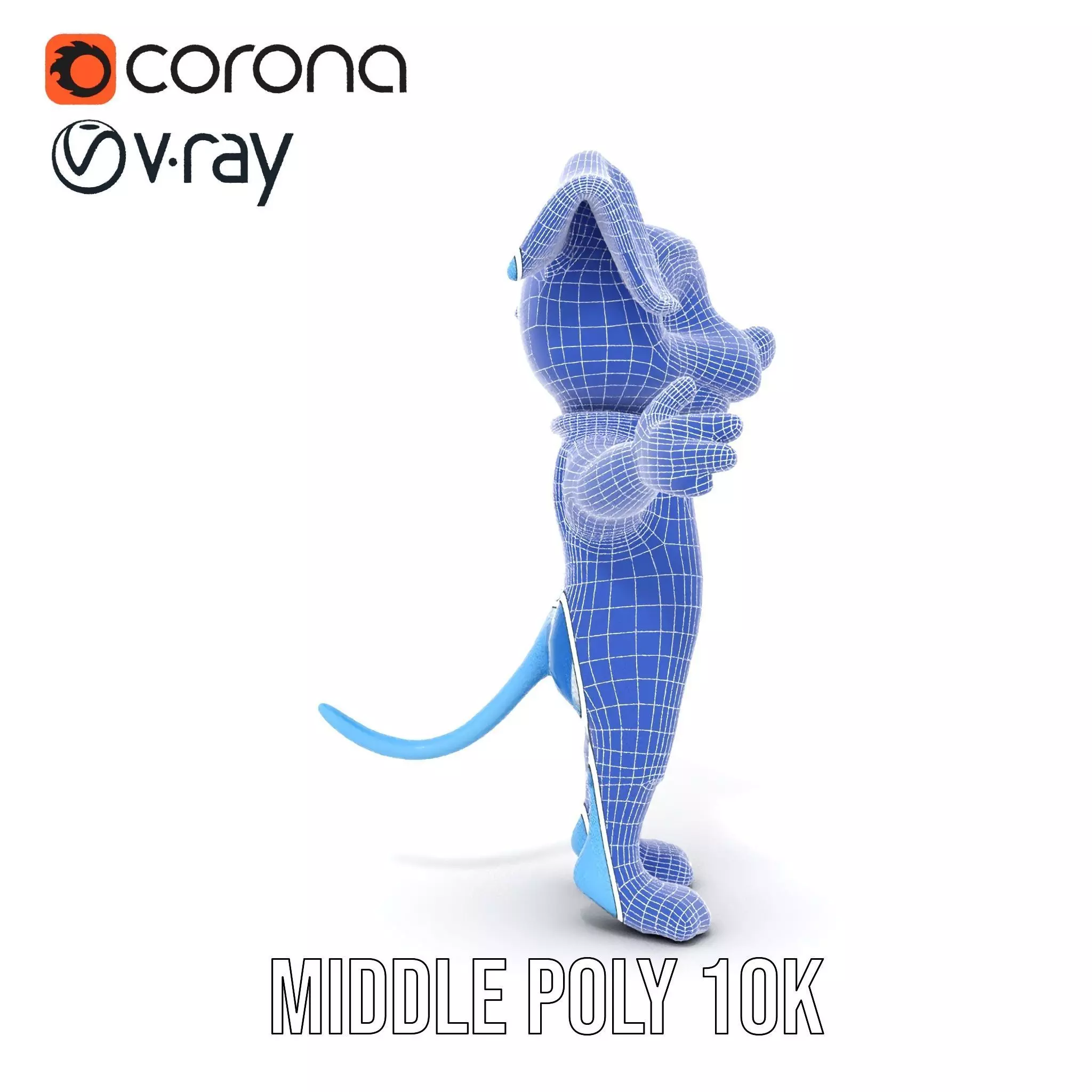 Blue Dog Character Model Rigged and Animated for Games Low-poly 3D model_22