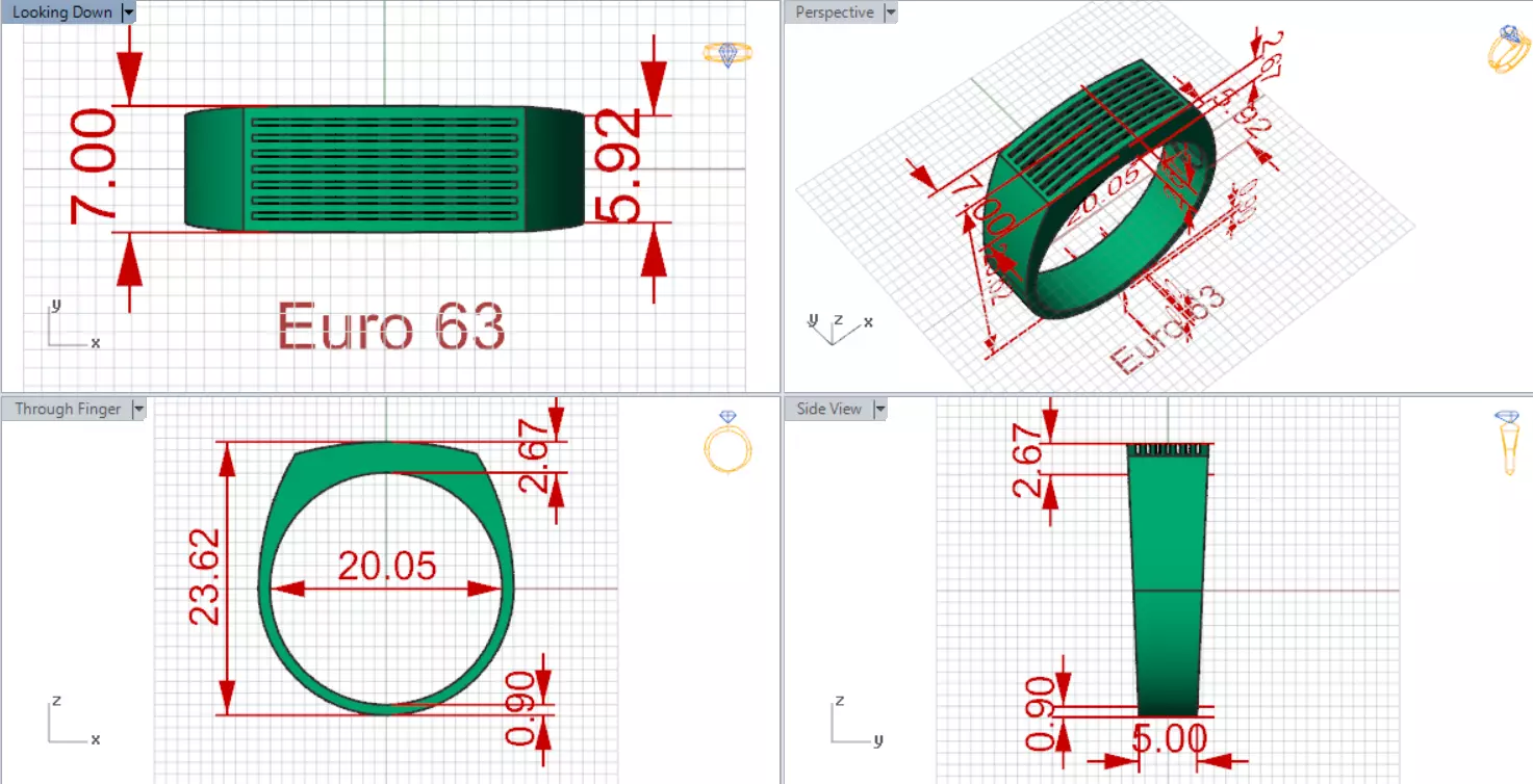 Man Gold stl Ring with Lines Design Model mr0244 3D print model_19