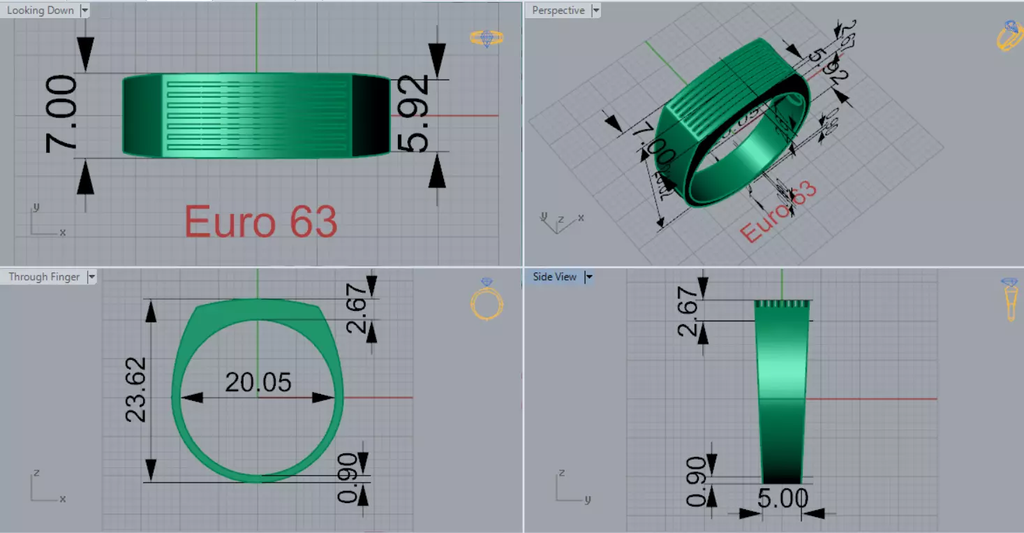 Man Gold stl Ring with Lines Design Model mr0244 3D print model_7