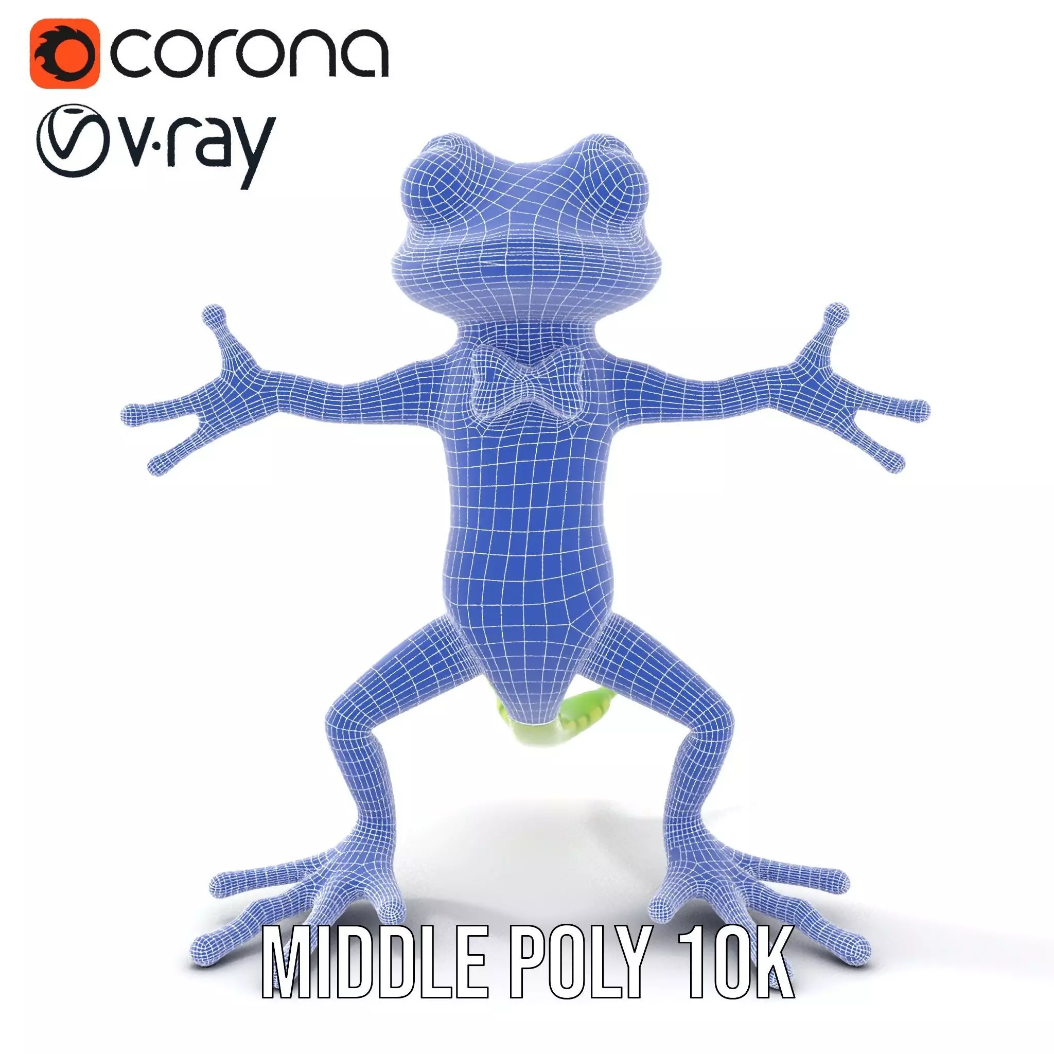 Charming Green Gecko Character Rigged and Animated with Bow Tie Low-poly 3D model_28