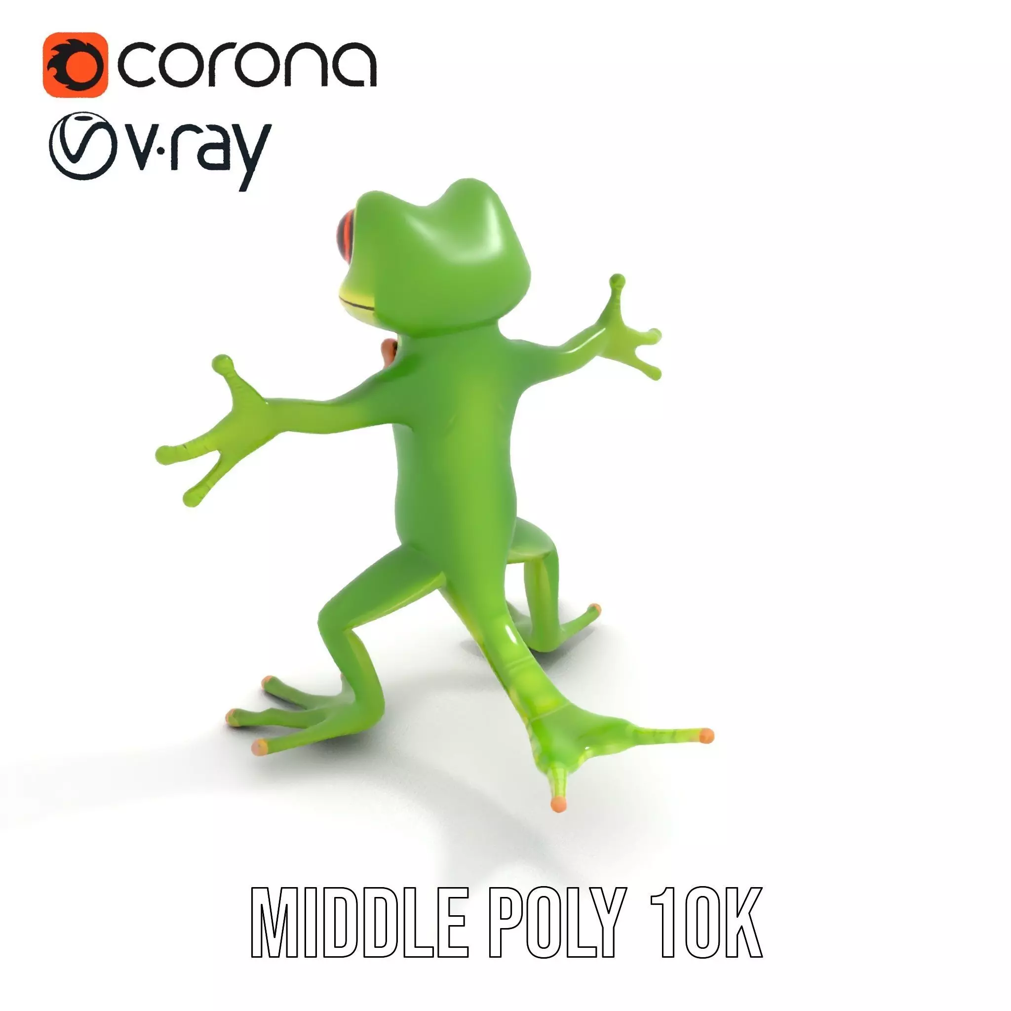 Charming Green Gecko Character Rigged and Animated with Bow Tie Low-poly 3D model_22