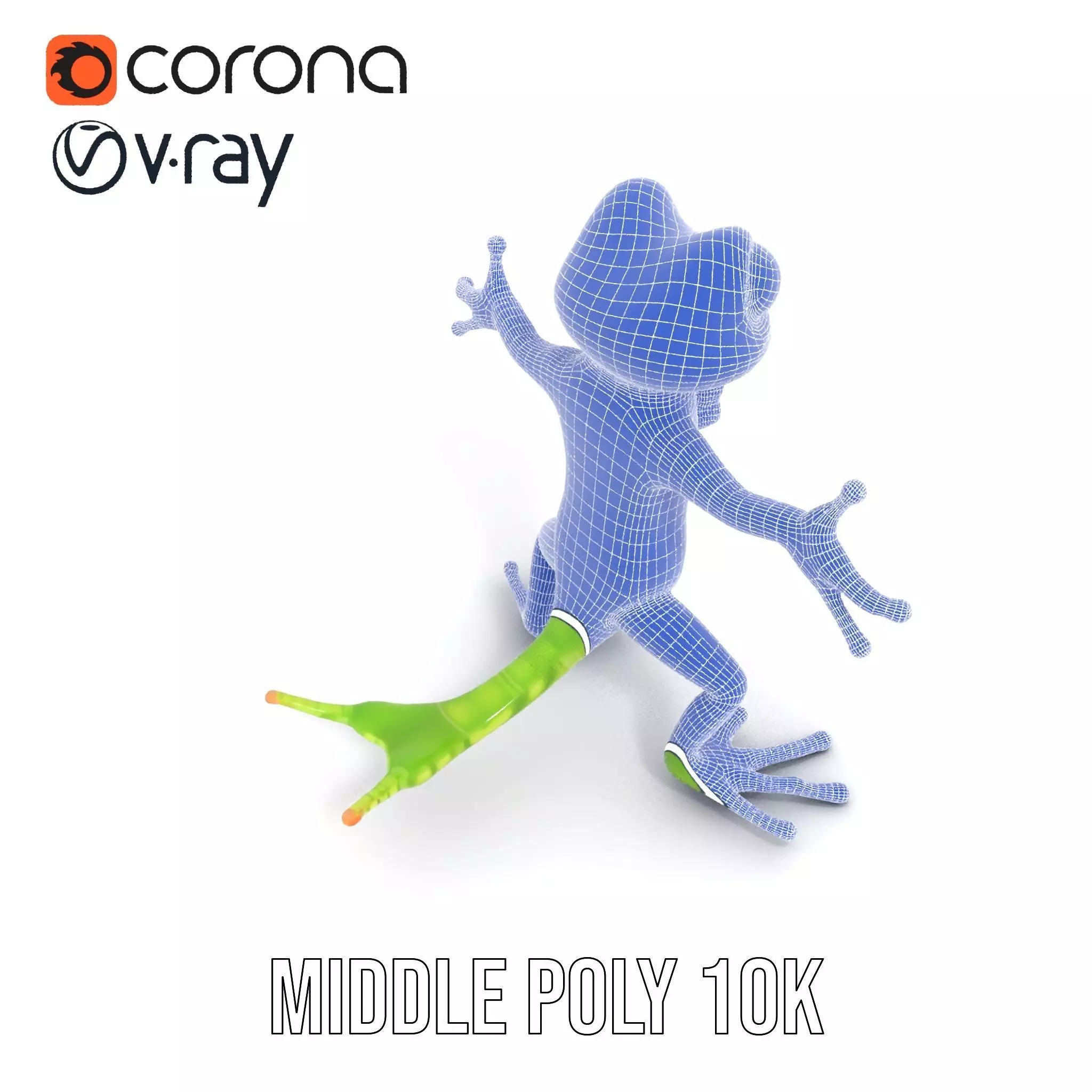 Charming Green Gecko Character Rigged and Animated with Bow Tie Low-poly 3D model_25