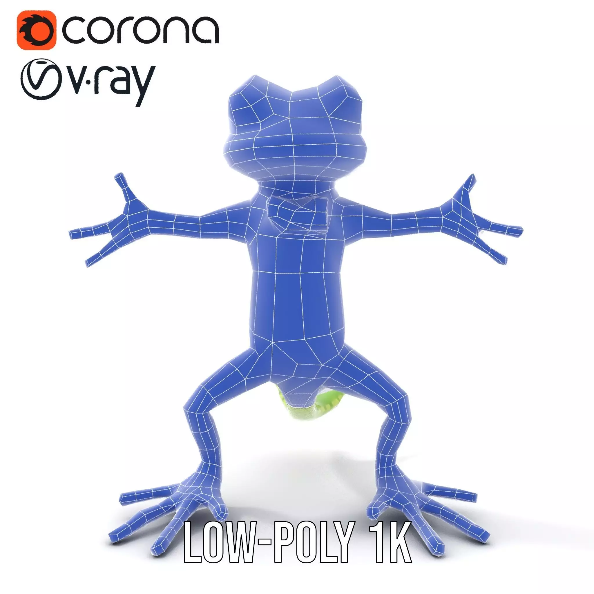 Charming Green Gecko Character Rigged and Animated with Bow Tie Low-poly 3D model_29