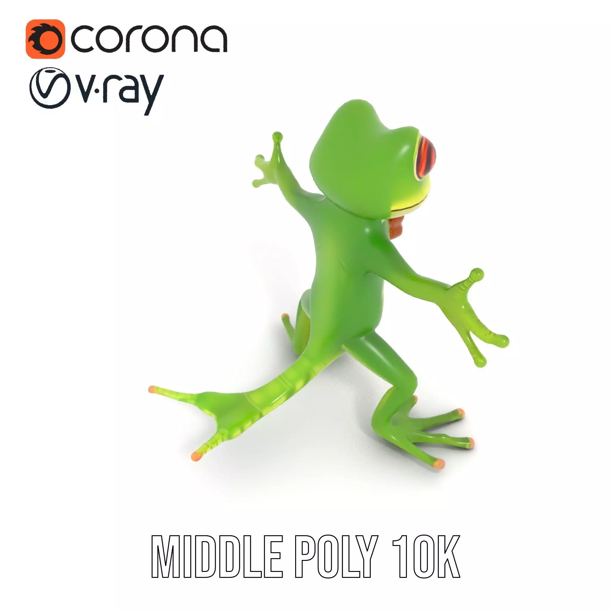 Charming Green Gecko Character Rigged and Animated with Bow Tie Low-poly 3D model_19