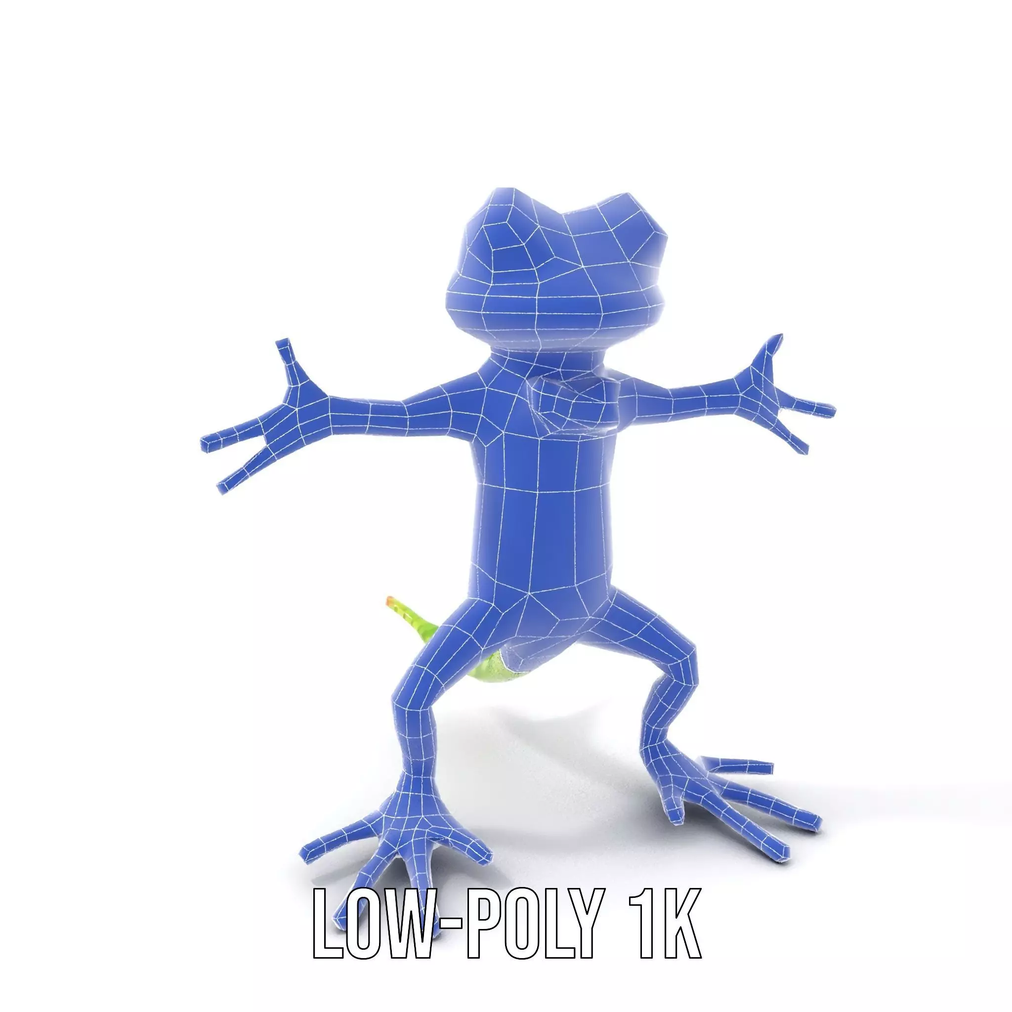 Charming Green Gecko Character Rigged and Animated with Bow Tie Low-poly 3D model_9