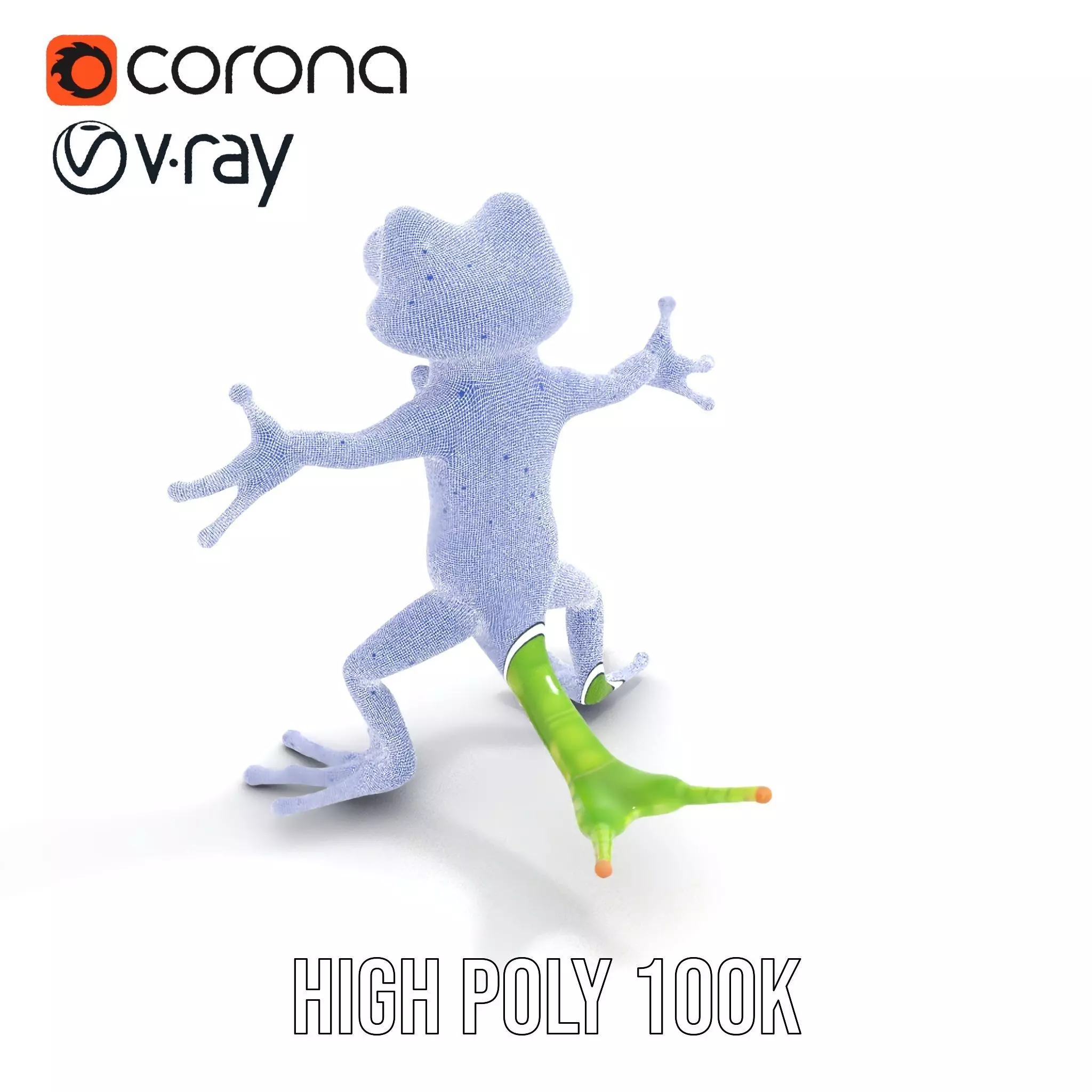 Charming Green Gecko Character Rigged and Animated with Bow Tie Low-poly 3D model_32