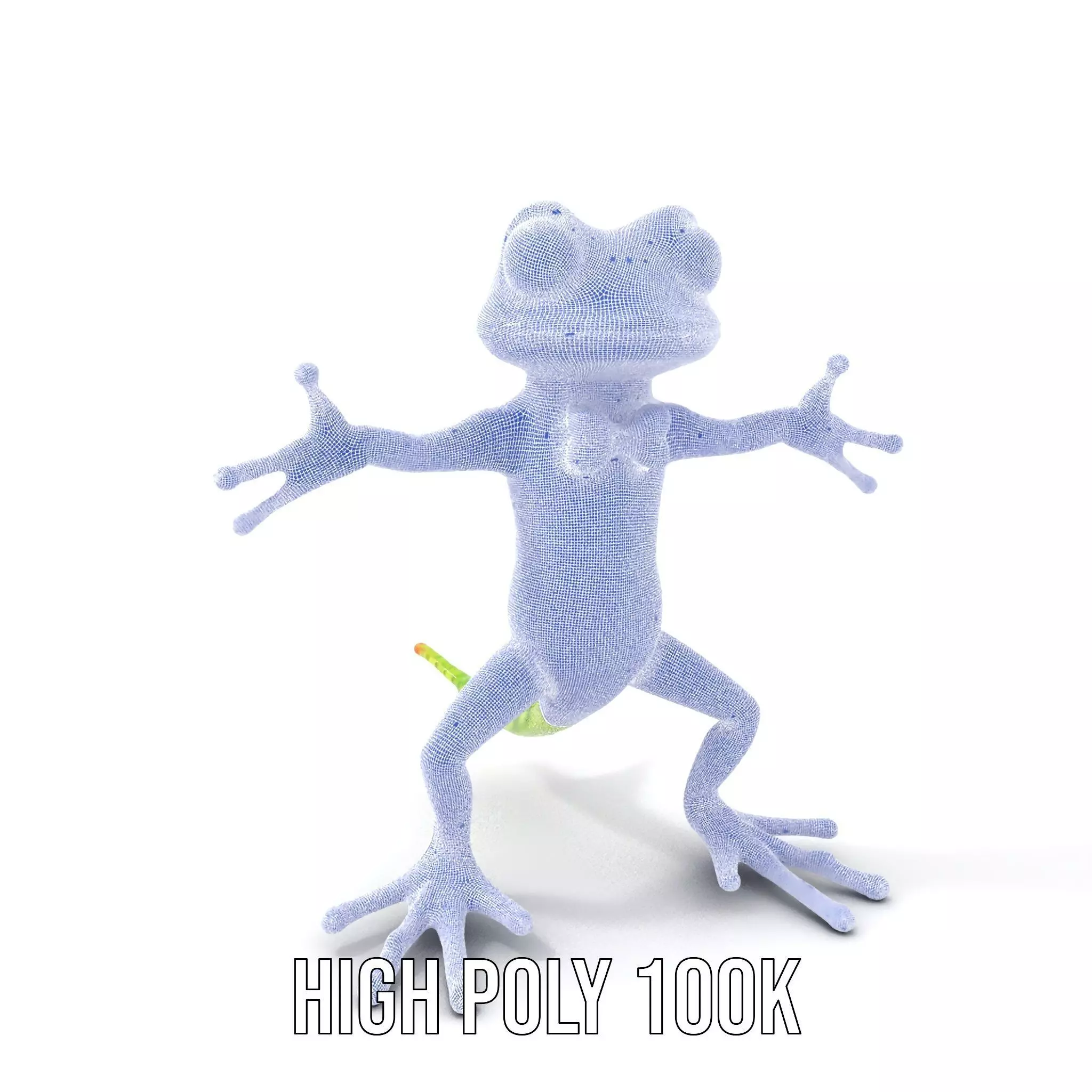 Charming Green Gecko Character Rigged and Animated with Bow Tie Low-poly 3D model_5