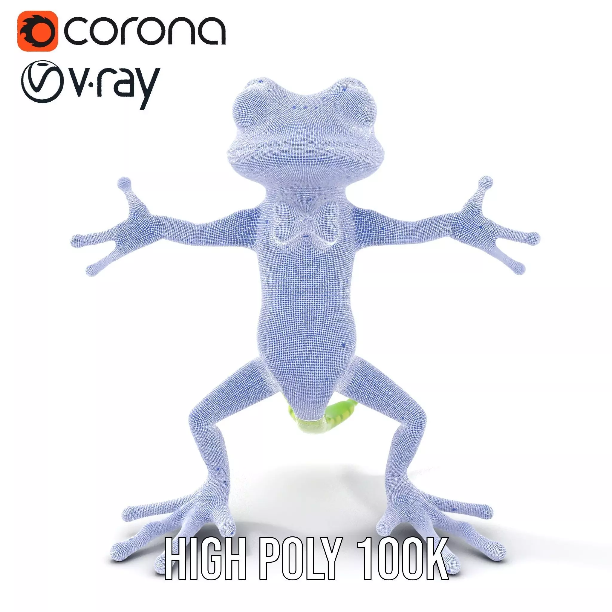 Charming Green Gecko Character Rigged and Animated with Bow Tie Low-poly 3D model_35