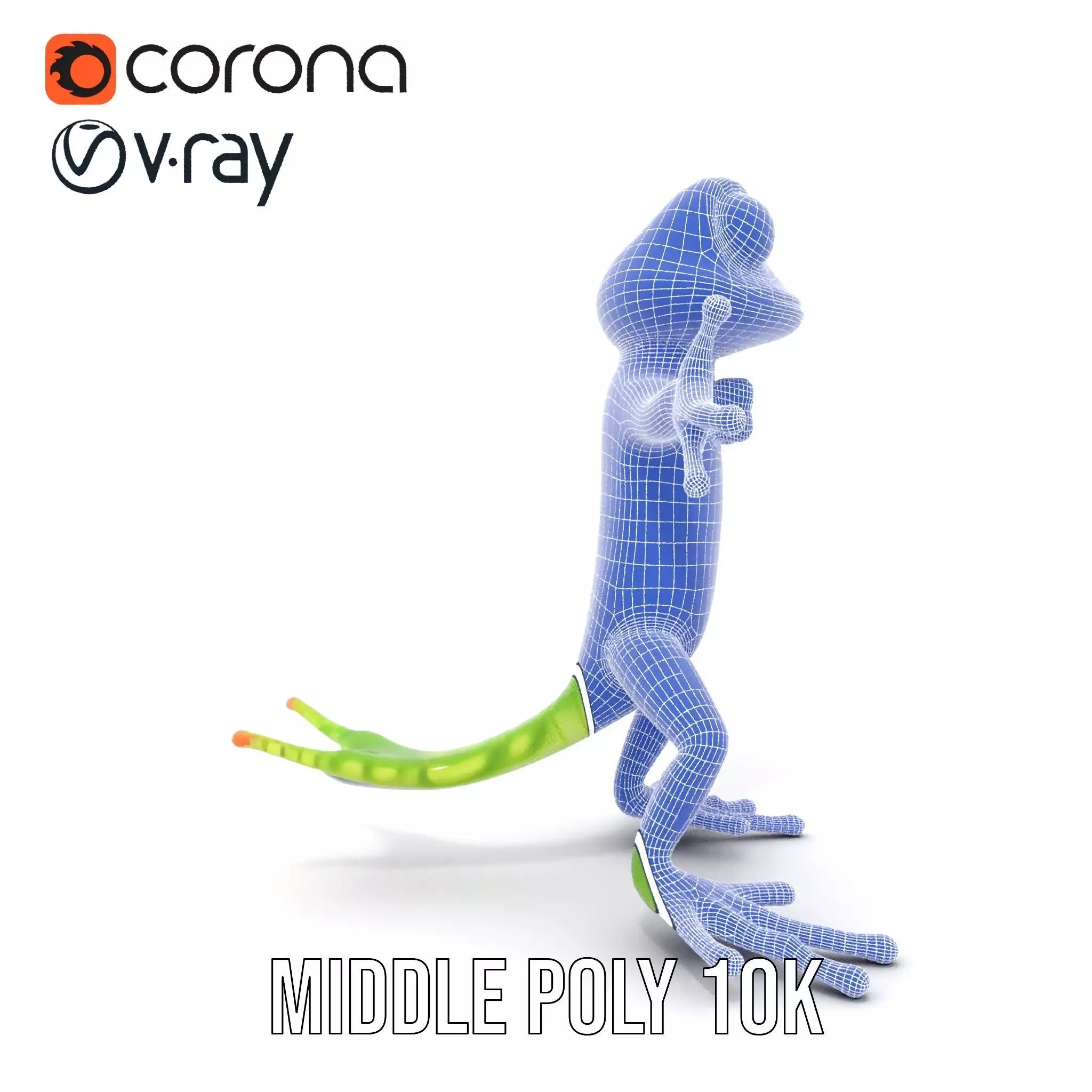 Charming Green Gecko Character Rigged and Animated with Bow Tie Low-poly 3D model_30