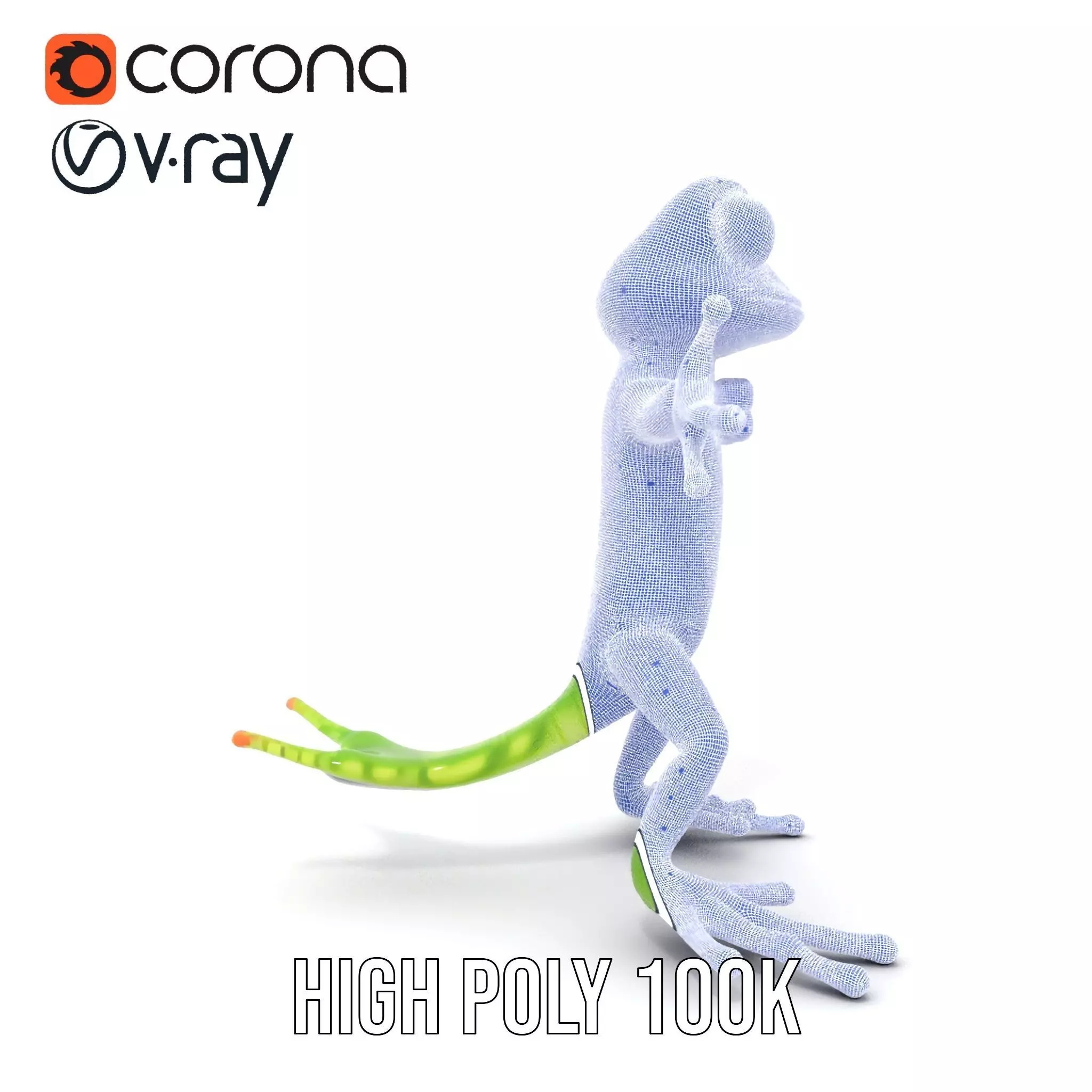Charming Green Gecko Character Rigged and Animated with Bow Tie Low-poly 3D model_33