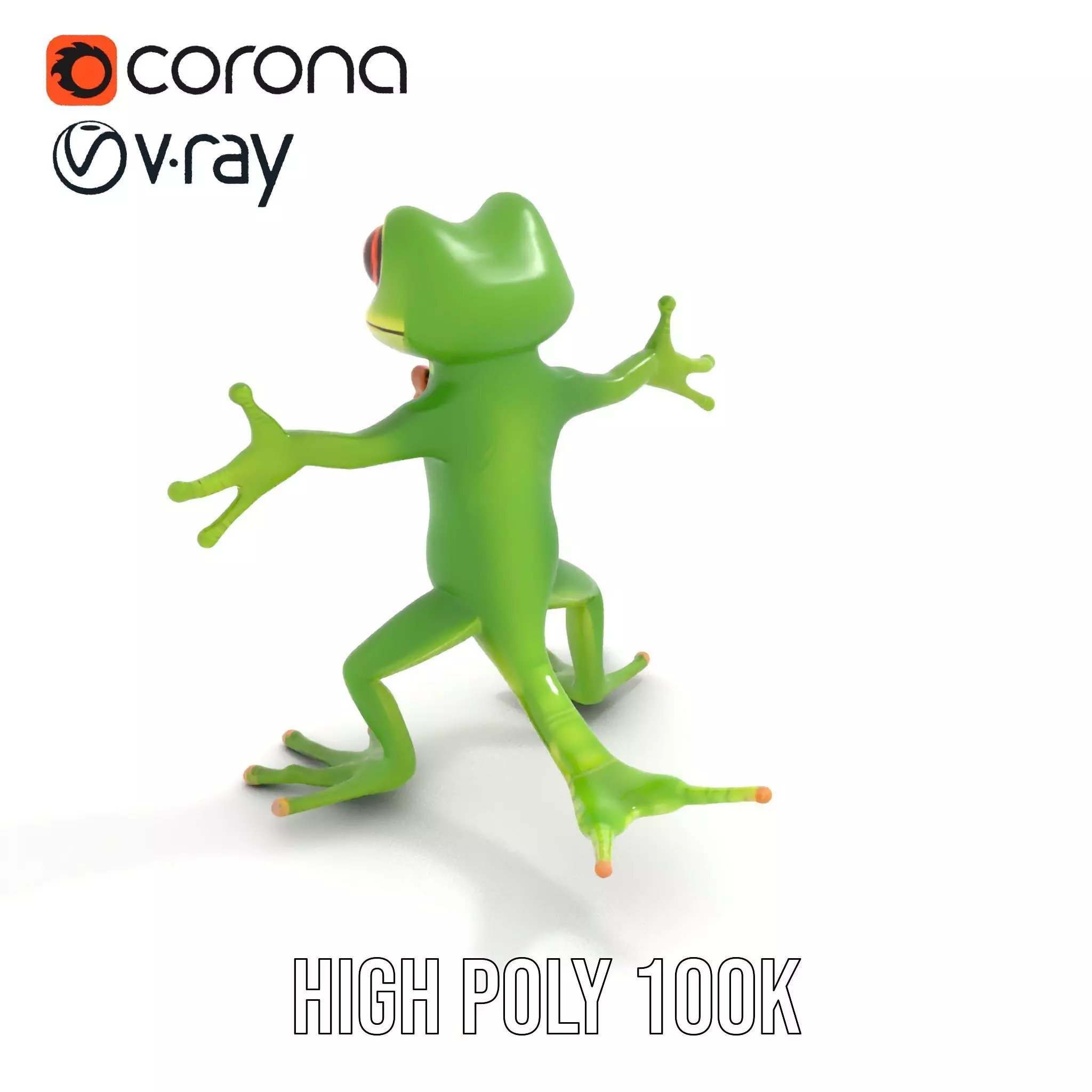 Charming Green Gecko Character Rigged and Animated with Bow Tie Low-poly 3D model_15