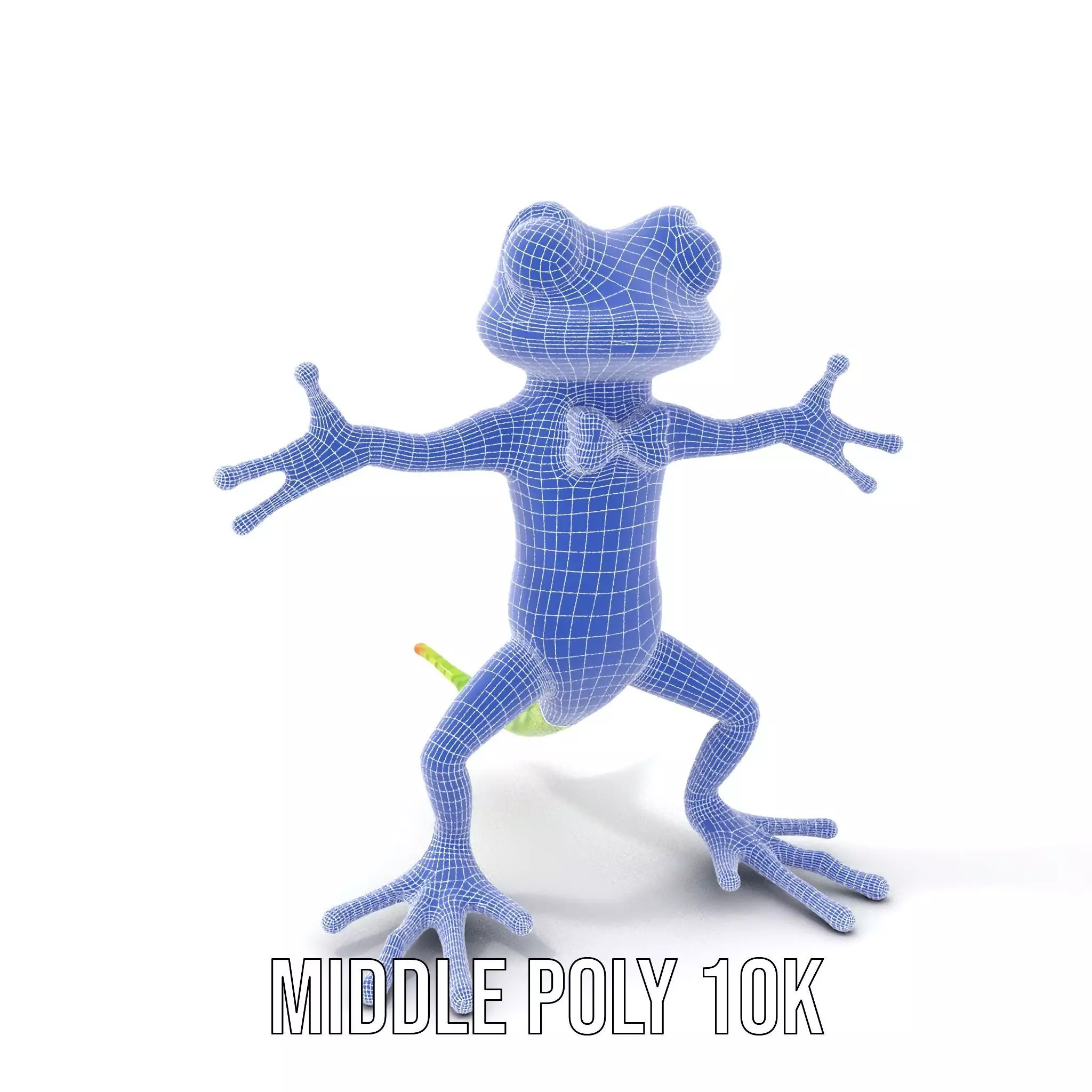 Charming Green Gecko Character Rigged and Animated with Bow Tie Low-poly 3D model_6