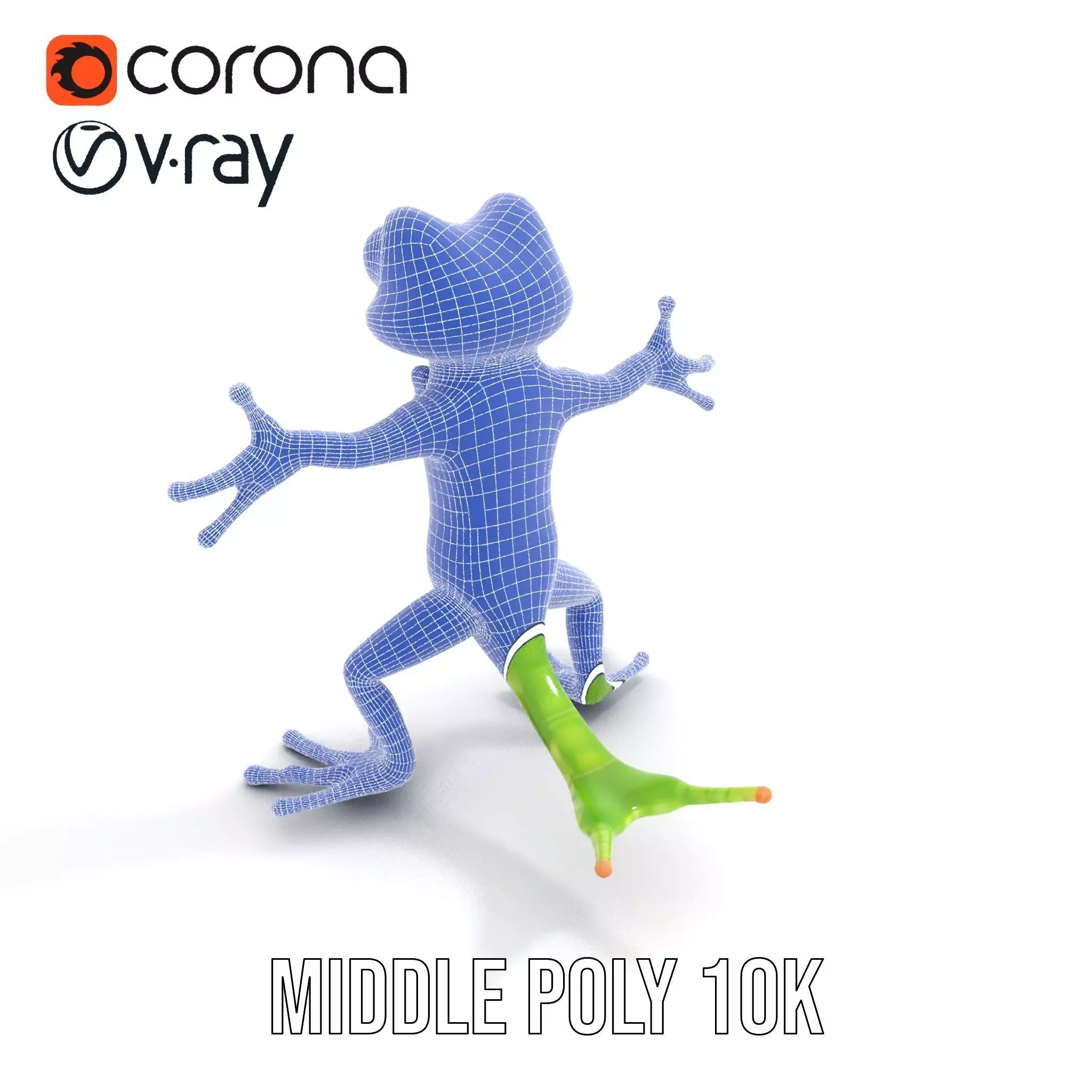 Charming Green Gecko Character Rigged and Animated with Bow Tie Low-poly 3D model_11