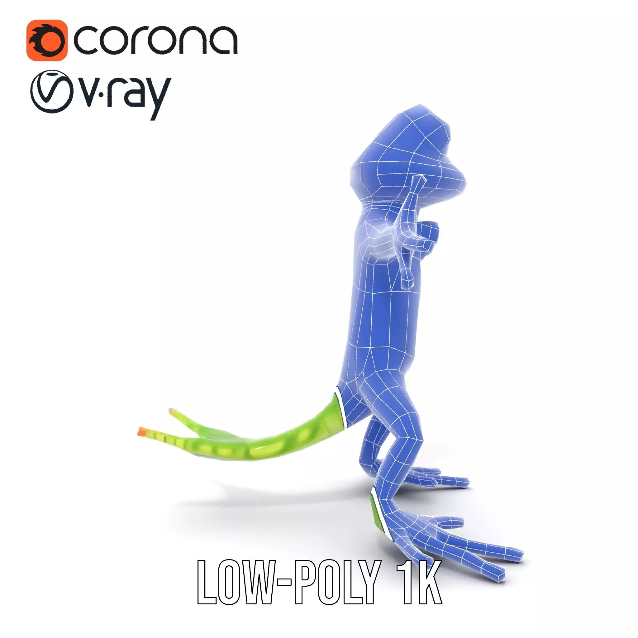 Charming Green Gecko Character Rigged and Animated with Bow Tie Low-poly 3D model_31