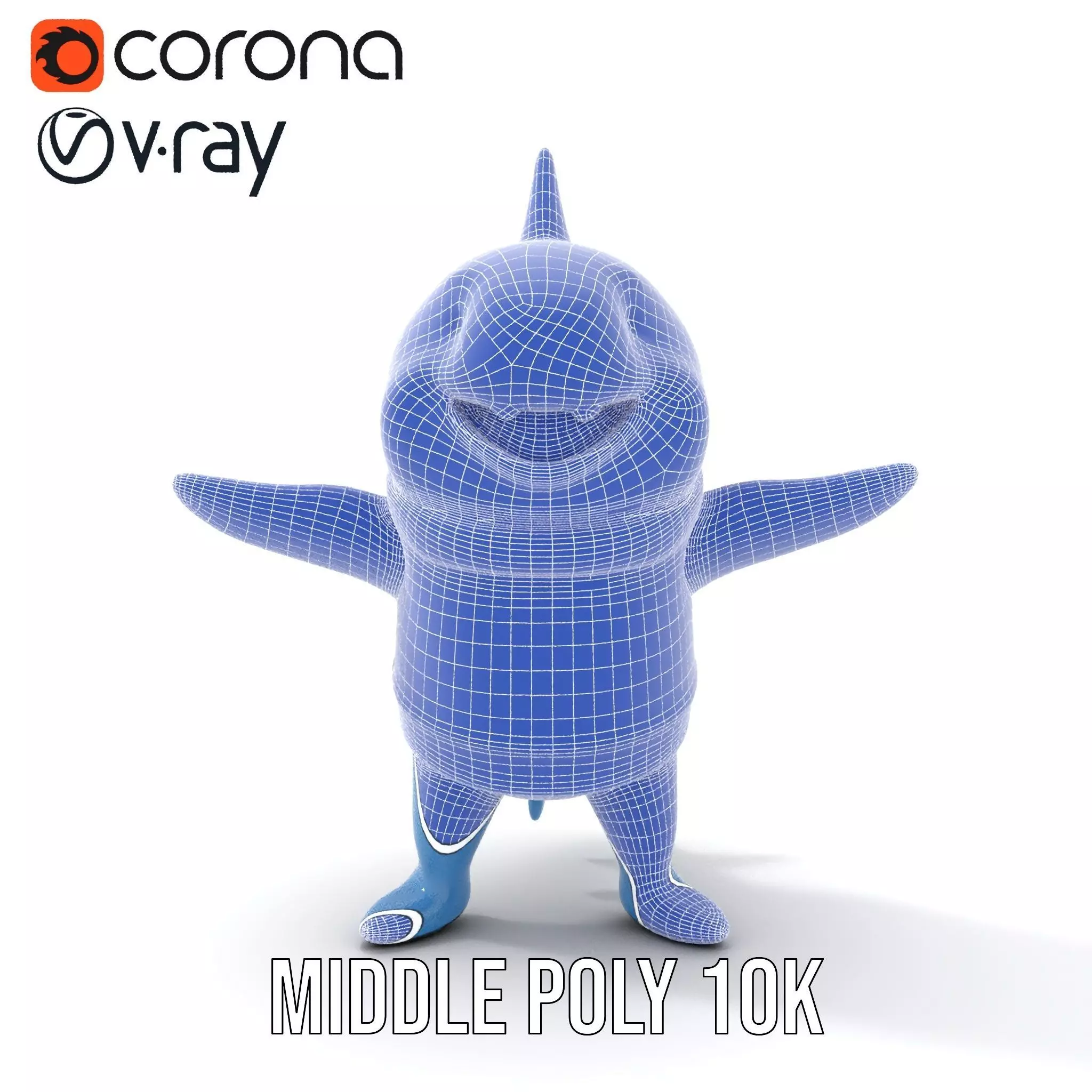 Cute Polka Dot Sweater Shark  Rigged and Animated Model Low-poly 3D model_25
