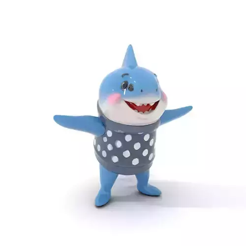 Cute Polka Dot Sweater Shark  Rigged and Animated Model Low-poly 3D model