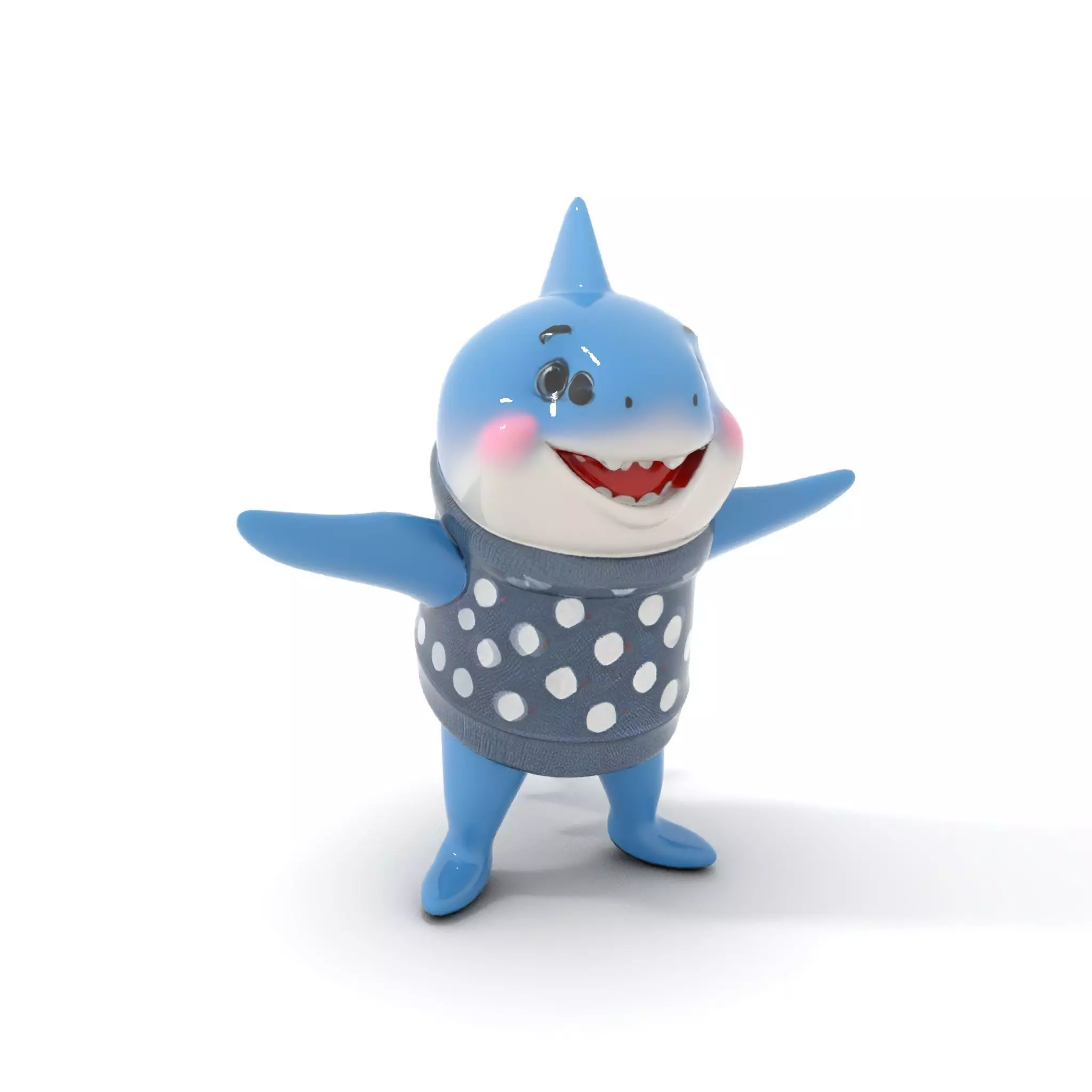 Cute Polka Dot Sweater Shark  Rigged and Animated Model Low-poly 3D model_13