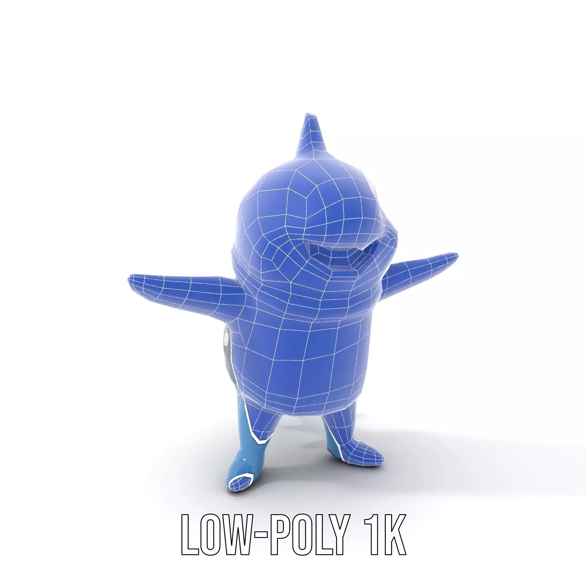 Cute Polka Dot Sweater Shark  Rigged and Animated Model Low-poly 3D model_8