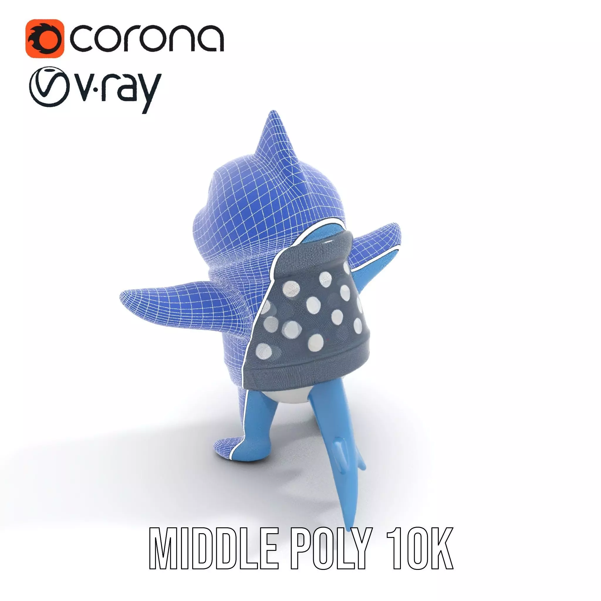 Cute Polka Dot Sweater Shark  Rigged and Animated Model Low-poly 3D model_28