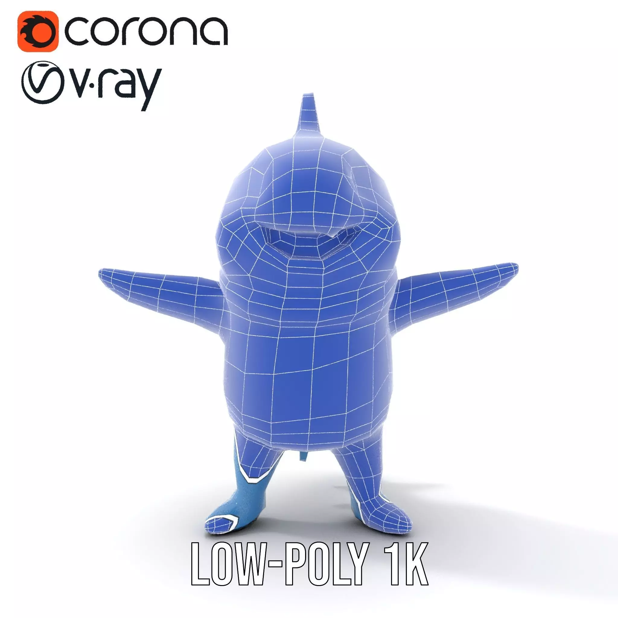 Cute Polka Dot Sweater Shark  Rigged and Animated Model Low-poly 3D model_20